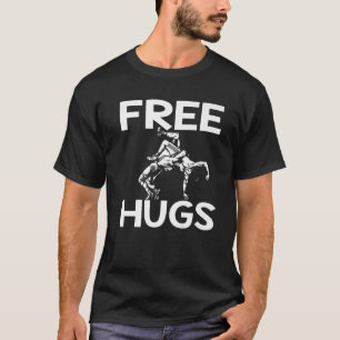 Free Hugs Wrestling Funny Wrestle Idee Mama Vater T-Shirt