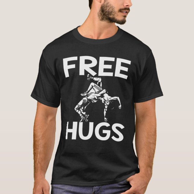 Free Hugs Wrestling Funny Wrestle Idee Mama Vater T-Shirt (Vorderseite)