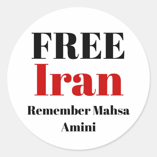 FREE IRAN ERINNERN Mahsa Amini Runder Aufkleber (Vorderseite)