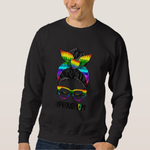 Free Mama Hugs Leopard Messy Bun Rainbow Lgbt Prid Sweatshirt