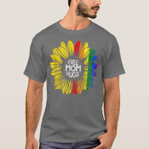 Free Mama Hugs Rainbow Sunflower LGBTQ Gay Pride M T-Shirt