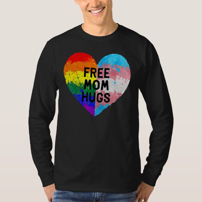 Free Mom Hugs Gay Pride Transgender Rainbow Flag T-Shirt (Vorderseite)