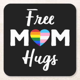 Free Mom Hugs II - Regenbogen Gay Trans Pride Rechteckiger Pappuntersetzer