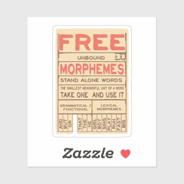 Free Morphemes Funny Grammar English Language Aufkleber (Blatt)