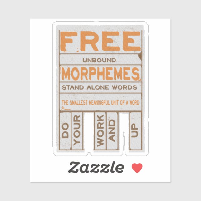 Free Morphemes witzige strukturierte Alphabetisier Aufkleber (Blatt)