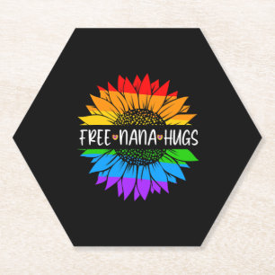 Free Nana Hugs Rainbow Sunflower LGBT Gay Pride Untersetzer