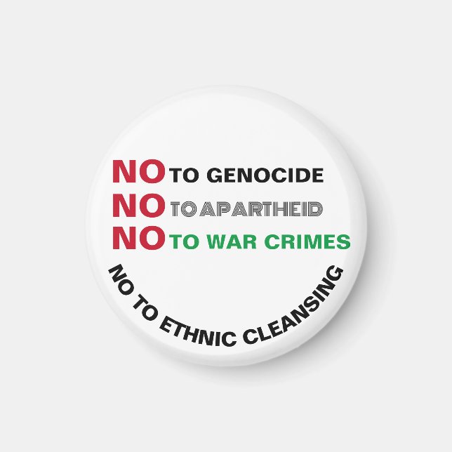 FREE PALÄSTINA NO to GENOCIDE APARTHEID KRIEGSVERB Magnet (Vorne)