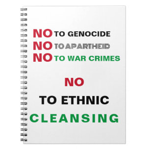 FREE PALÄSTINA NO to GENOCIDE APARTHEID KRIEGSVERB Notizblock