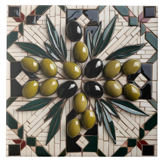 FREE PALÄSTINE Oliven Zweige Mosaik Keramik Fliese (Vorderseite)