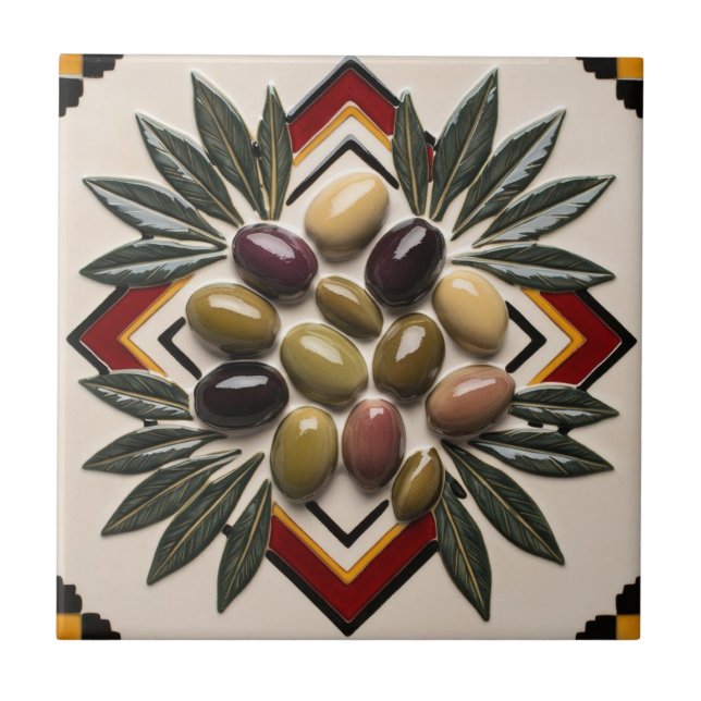 FREE PALÄSTINE Oliven Zweige Mosaik Keramik Fliese (Vorderseite)