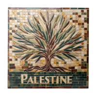 FREE PALÄSTINE Oliven Zweige Mosaik Keramik Fliese