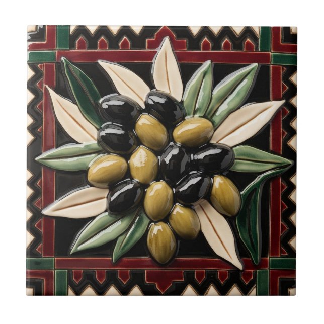 FREE PALÄSTINE Oliven Zweige Mosaik Keramik Fliese (Vorderseite)