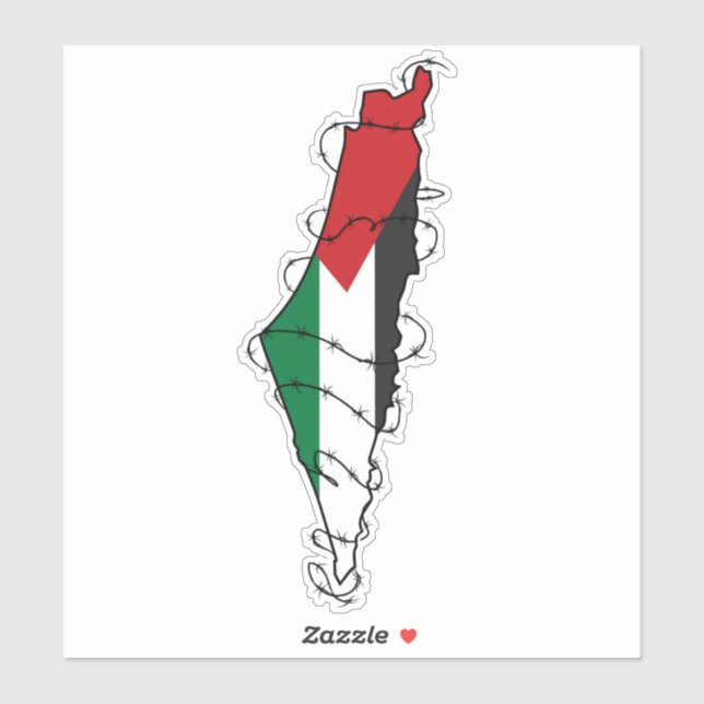 Free Palestine Barbed Wire Map Palästinensische Fr Aufkleber (Blatt)