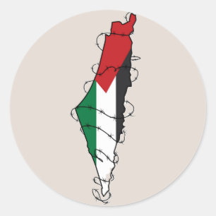 Free Palestine Barbed Wire Map Palästinensische Fr Runder Aufkleber