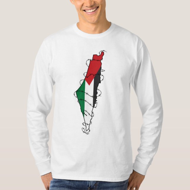 Free Palestine Barbed Wire Map Palästinensische Fr T-Shirt (Vorderseite)