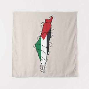Free Palestine Barbed Wire Map Palästinensische Fr Wandteppich