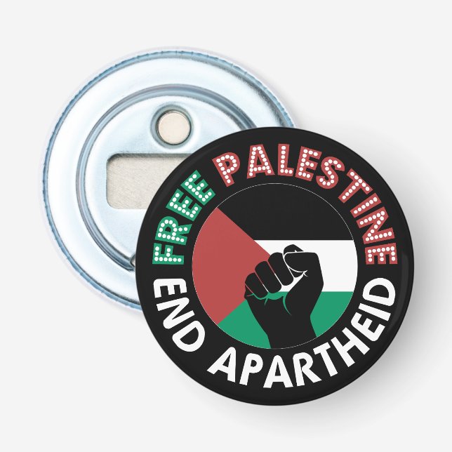 Free Palestine End Apartheid Flag Schwarz Flaschenöffner (Vorderseite)