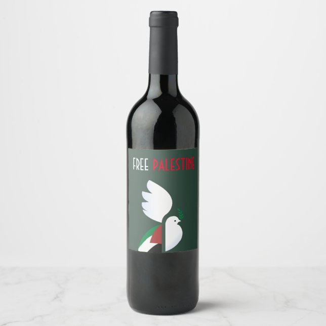 Free Palestine Solidarity Bottle Sticker for Event Weinetikett (Vorderseite)