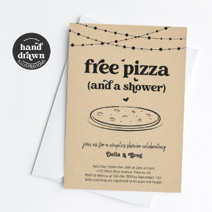 Free Pizza Funny Couple's Shower Invitation