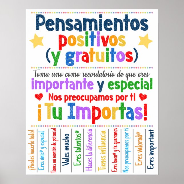 Free Positive Thoughts Poster espagnol (Devant)