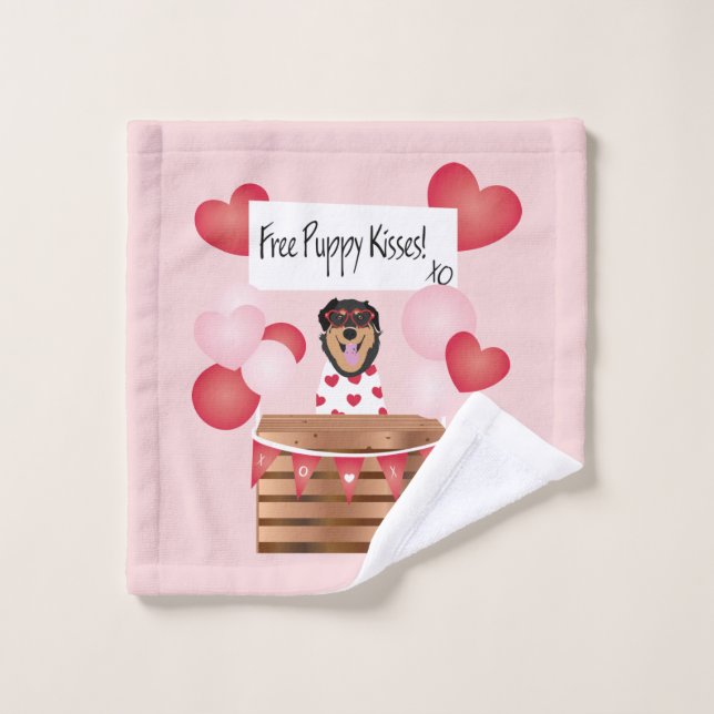 Free Puppy Kisses Valentine Dog Red Badhandtuch Set (Waschlappen)