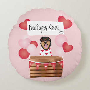 Free Puppy Kisses Valentine Dog Red Rundes Kissen