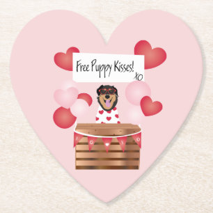 Free Puppy Kisses Valentine Dog Red Untersetzer