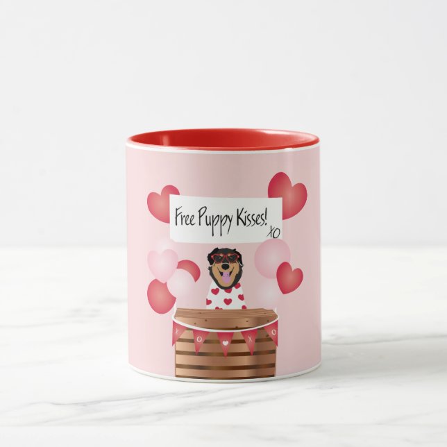 Free Puppy Kisses Valentine Dog Tasse (Zentrum)