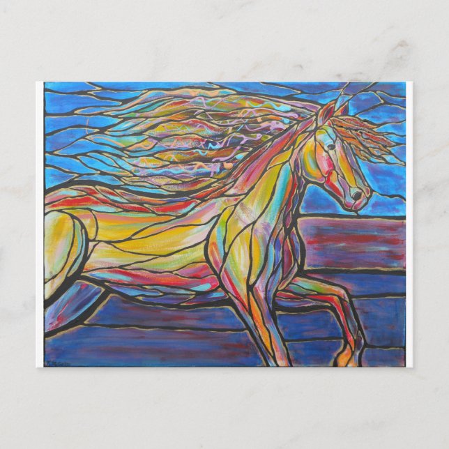 "Free Rein" Pferdekunst Mosaik/Glass-Stil! Postkarte (Vorderseite)