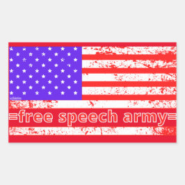 FREE SPEECH ARMY Not leidende amerikanische Flagge Rechteckiger Aufkleber
