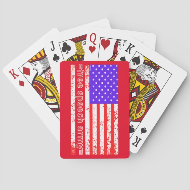 FREE SPEECH ARMY Not leidende amerikanische Flagge Spielkarten (Rückseite)