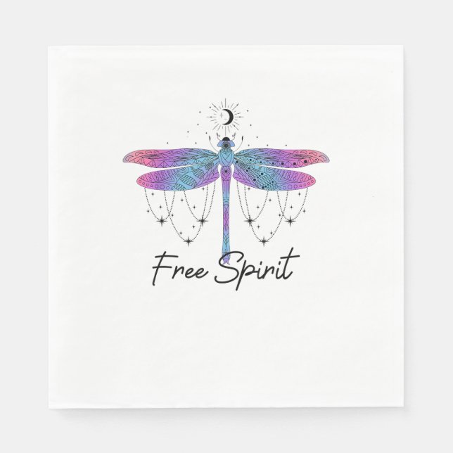 Free Spirit Boho Dragonfly Bohemisch Graphic T-Shi Serviette (Vorderseite)