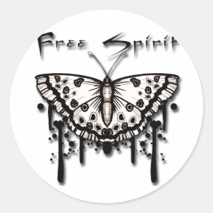 Free Spirit Butterfly Runder Aufkleber