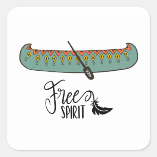 Free Spirit Canoe Quadratischer Aufkleber