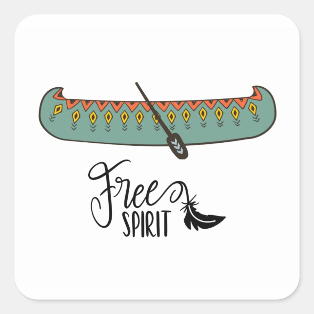 Free Spirit Canoe Quadratischer Aufkleber (Vorderseite)