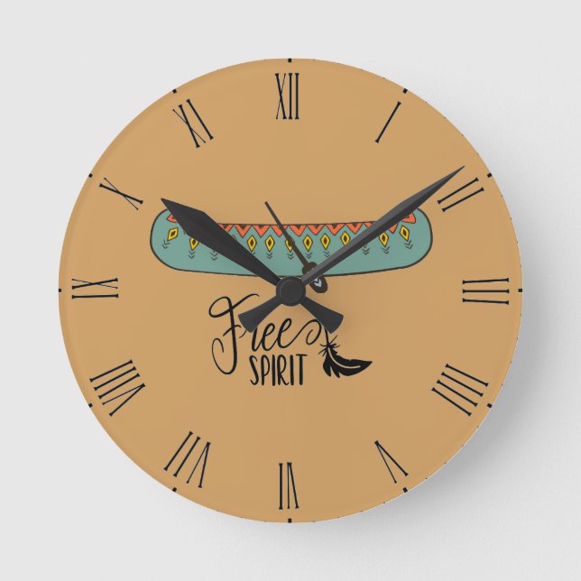 Free Spirit Canoe Runde Wanduhr (Vorderseite)