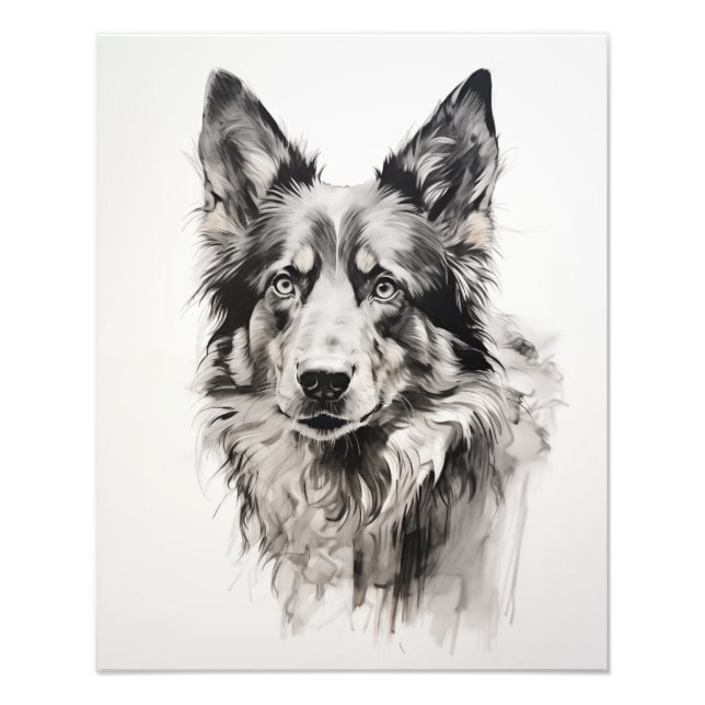 Free Spirit Dog Schwarz und Weiß Fotodruck (Vorne)