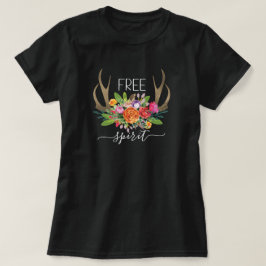 Free Spirit Modern Boho Chic Blume Antler T-Shirt