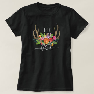 Free Spirit Modern Boho Chic Blume Antler T-Shirt