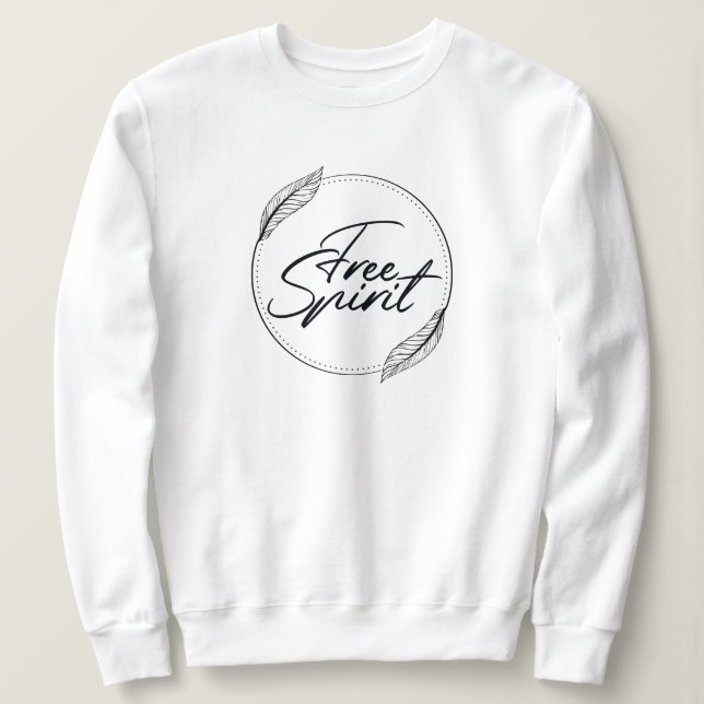 Free Spirit Yoga Zitat mit Federn Sweatshirt (Design vorne)