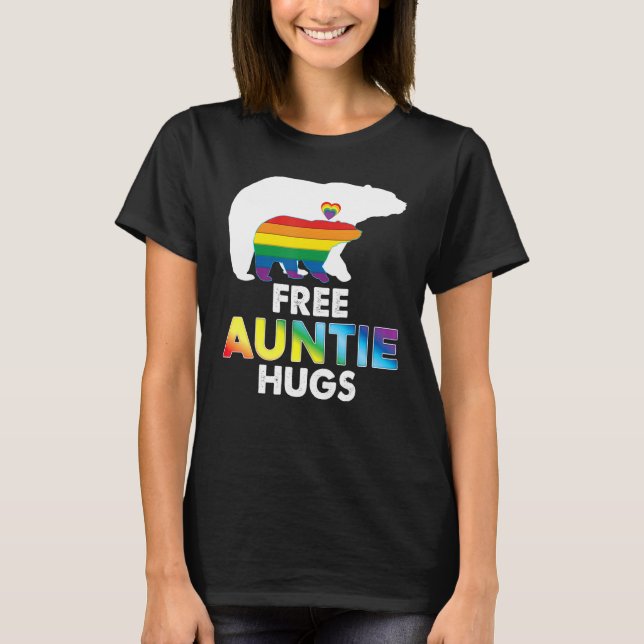 Free Tanttie Hugs Rainbow Bear Lgbt Pride Gay Lesb T-Shirt (Vorderseite)