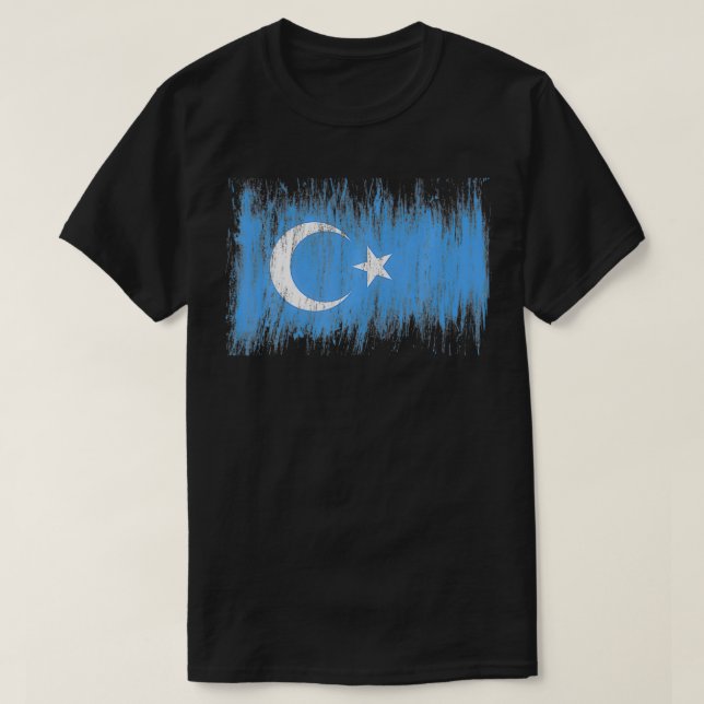 FREE THE UYGHURS UIGHUR FLAG EAST TURKESTAN XINJIA T-Shirt (Design vorne)