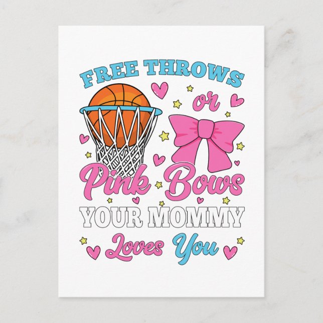Free Throws oder Pink Bows Mommy Lieben Sie Postkarte (Vorderseite)