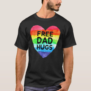 Free Vater Hugs Rainbow Heart Flag Gay Lgbt Pride T-Shirt