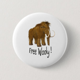 "Free Wooly" Wooly Mammoth Button