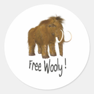 "Free Wooly" Wooly Mammoth Runder Aufkleber