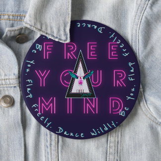 Free Your Mind Button, Free Spirited Flamingo Button