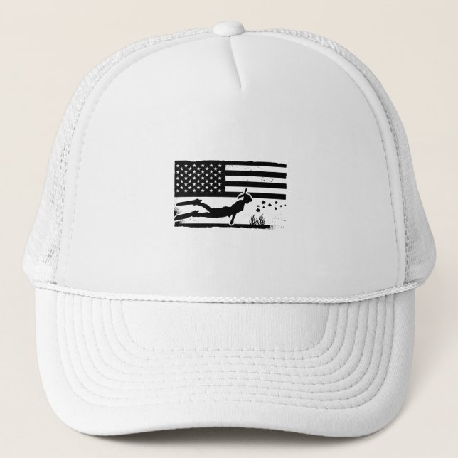 Freediving American Flag Diving Freediver Apnoe Truckerkappe (Vorderseite)