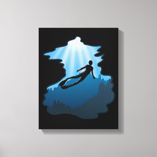 Freediving - Unterwasserfreies Tauchen Leinwanddruck (Vorderseite)