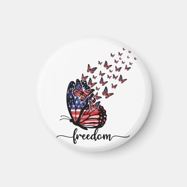 Freedom Butterflies | Patriotisch rot, weiß, blau Magnet (Vorne)